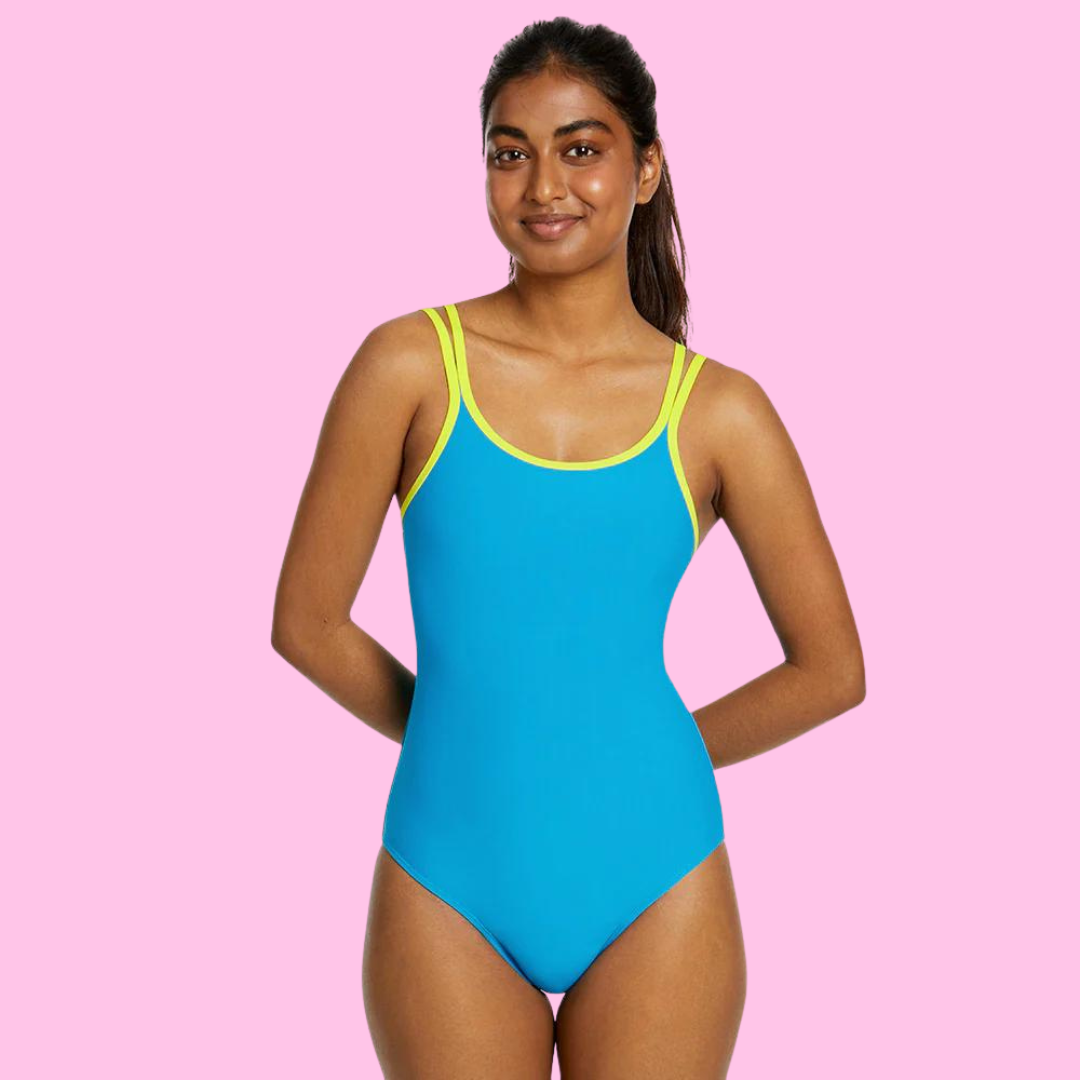 Love Luna Tween Teen Girls Period Swim One Piece Azure Blue My Cup