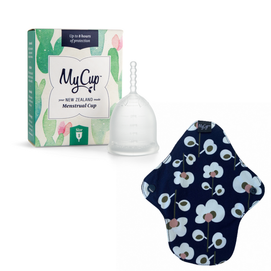 MyCup™ Menstrual Cup Size 1 + MyCup Reusable SUPER Pad Bundle