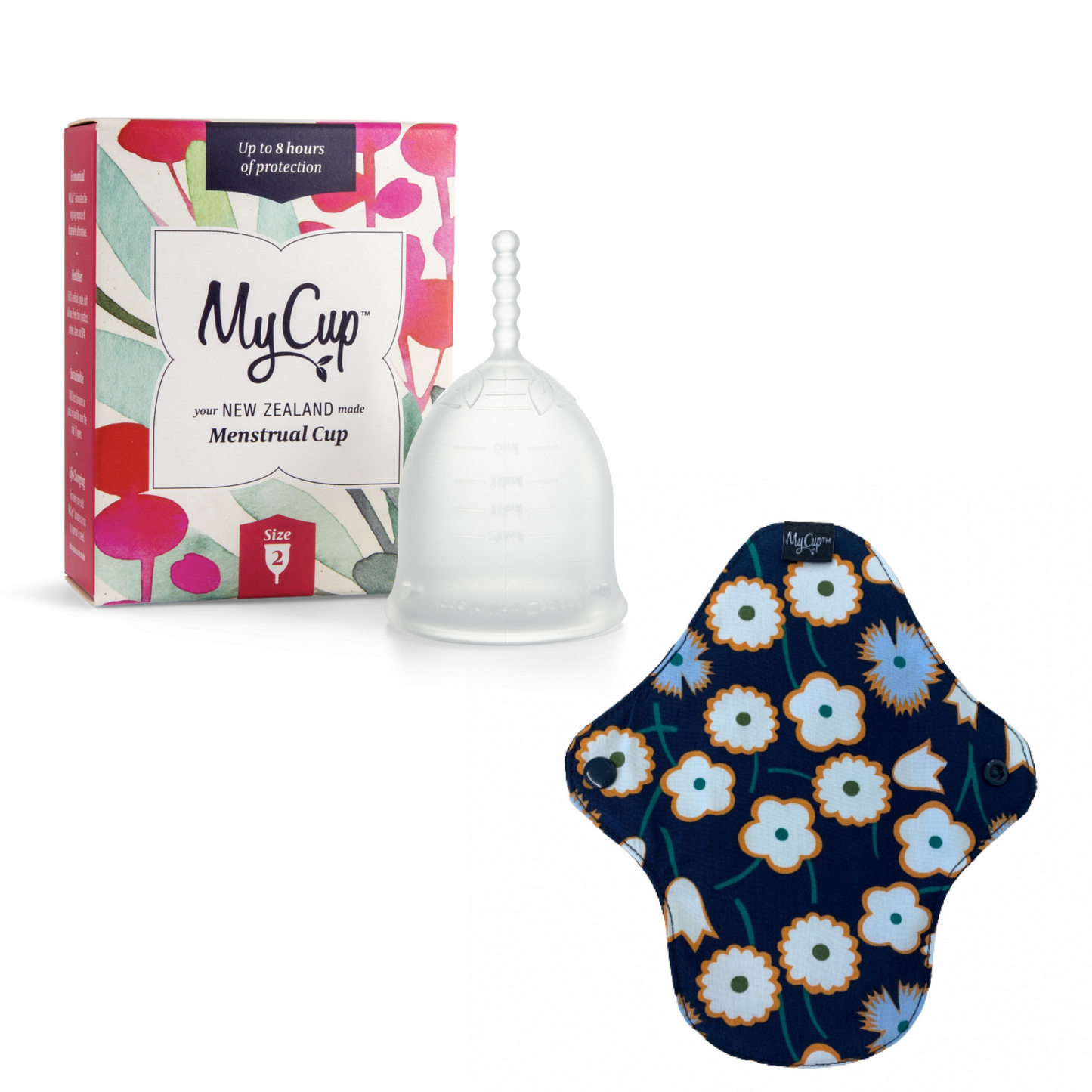 MyCup™ Menstrual Cup Size 2 + Reusable SUPER Pad Bundle