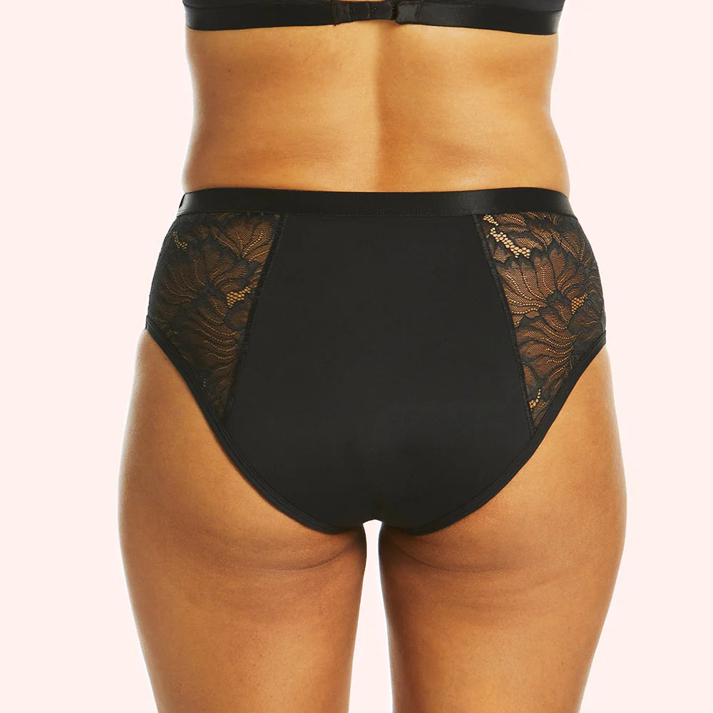 Love Luna Period Luxe Midi Brief (Lace) - Black