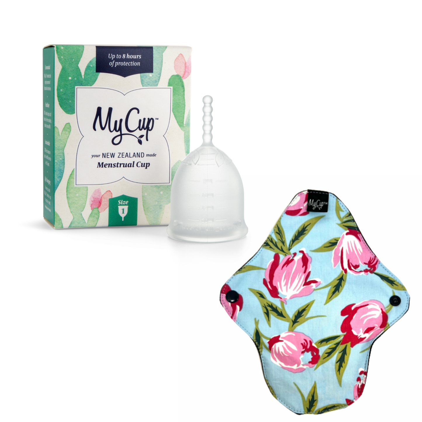 MyCup™ Menstrual Cup Size 1 + Reusable Regular Pad Bundle