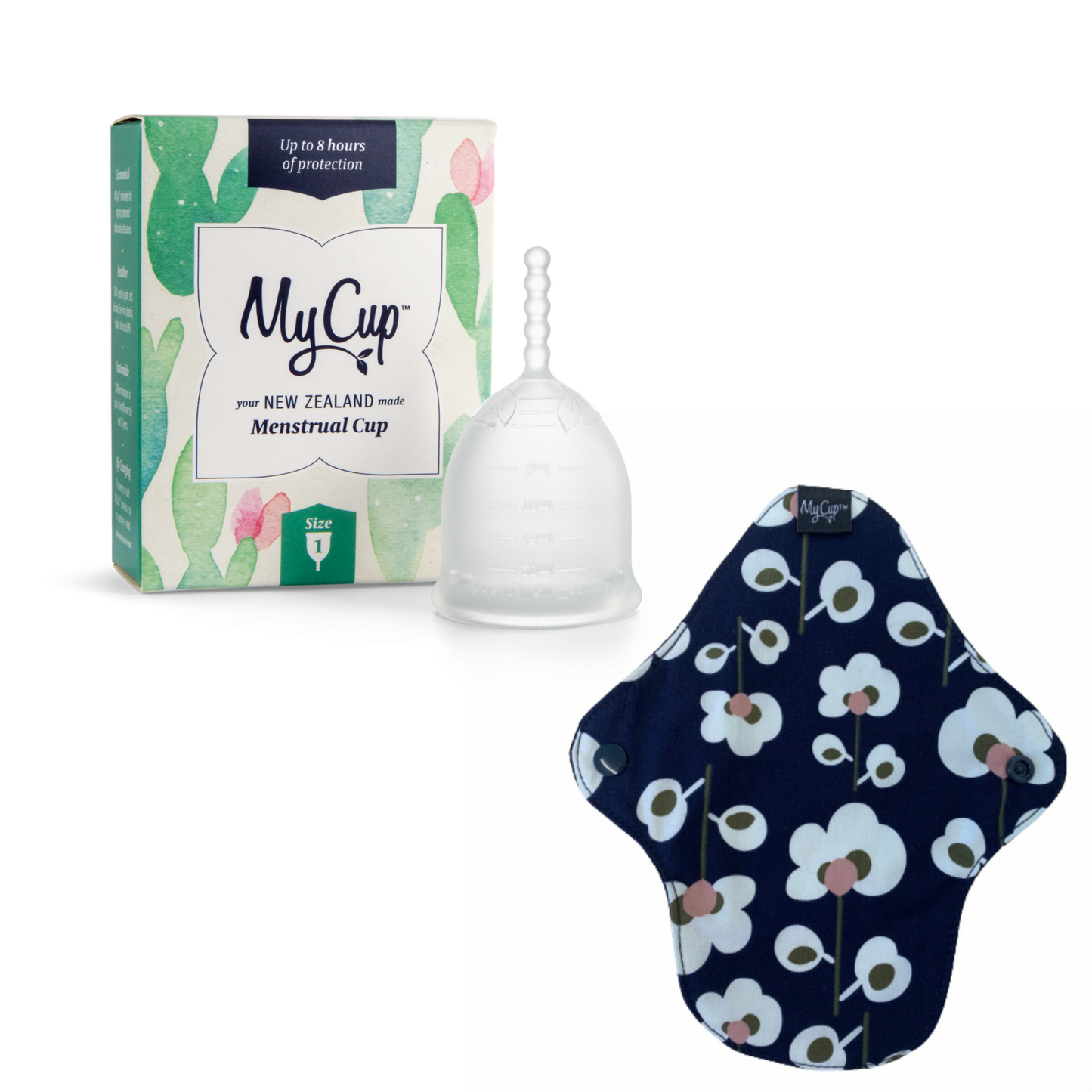 MyCup™ Menstrual Cup Size 1 + Reusable Regular Pad Bundle