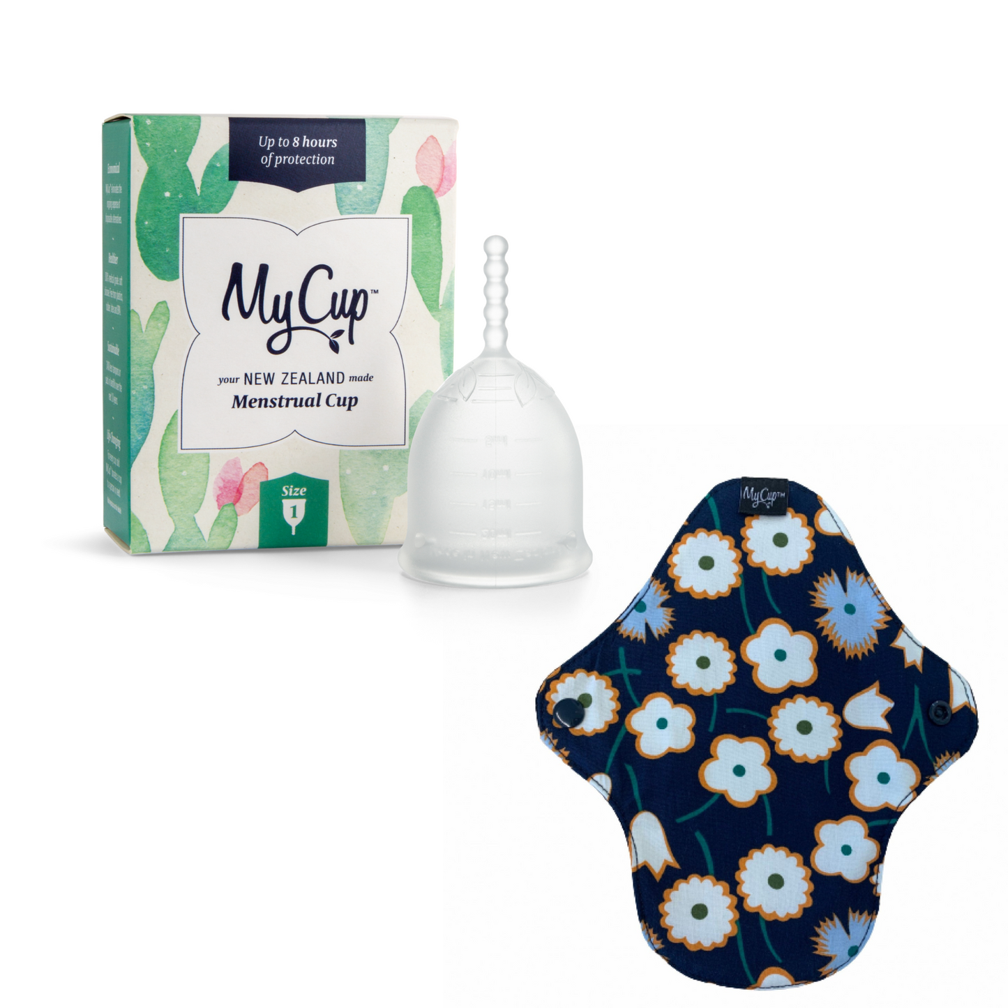 MyCup™ Menstrual Cup Size 1 + Reusable Regular Pad Bundle