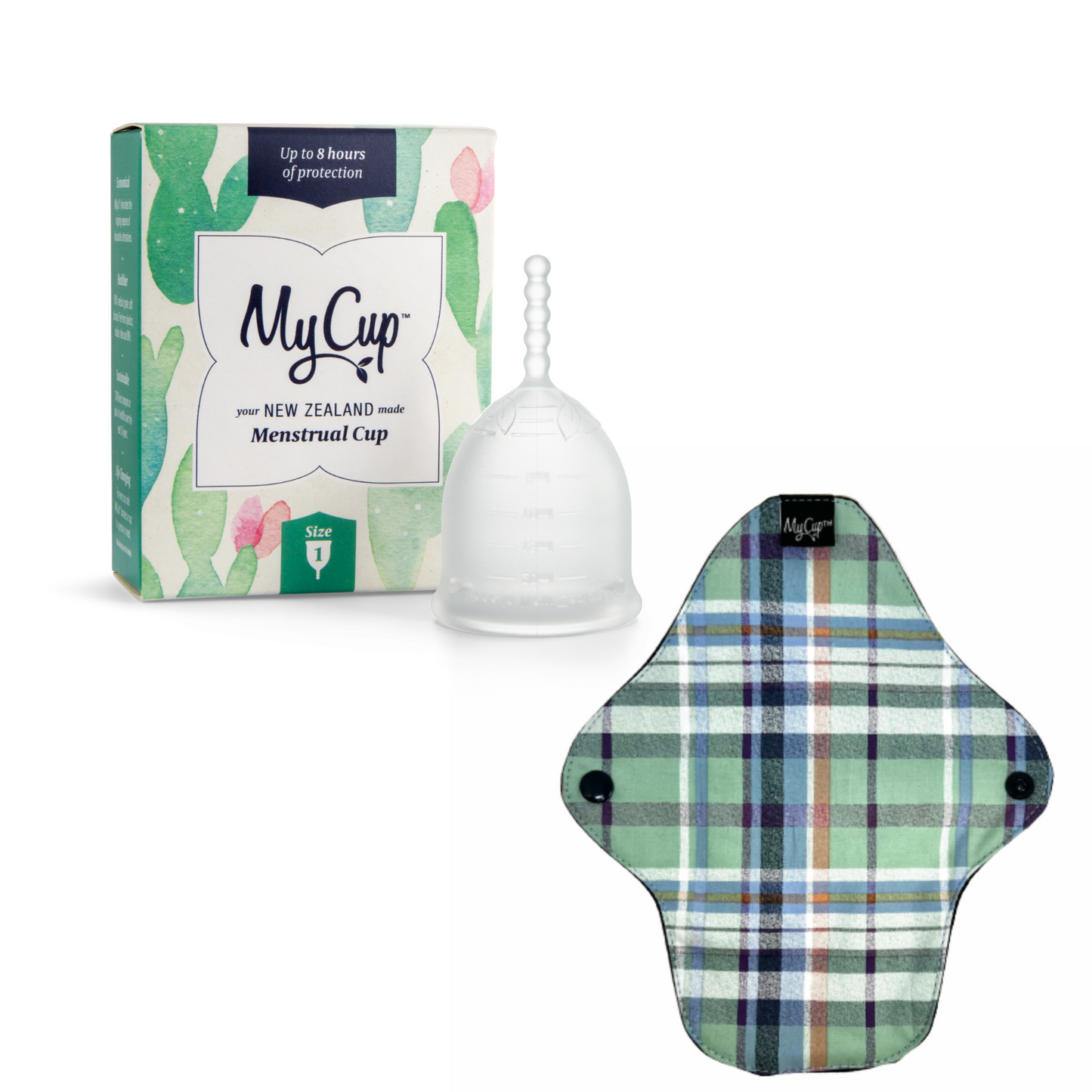 MyCup™ Menstrual Cup Size 1 + Reusable Regular Pad Bundle
