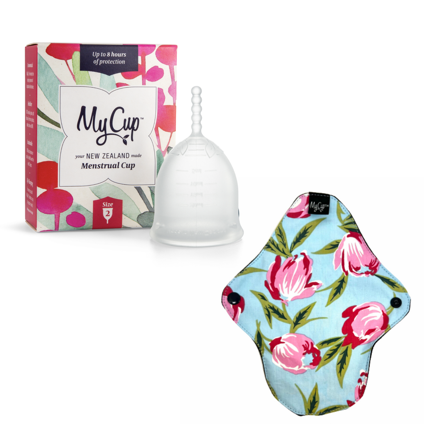 MyCup™ Menstrual Cup Size 2 + Reusable SUPER Pad Bundle