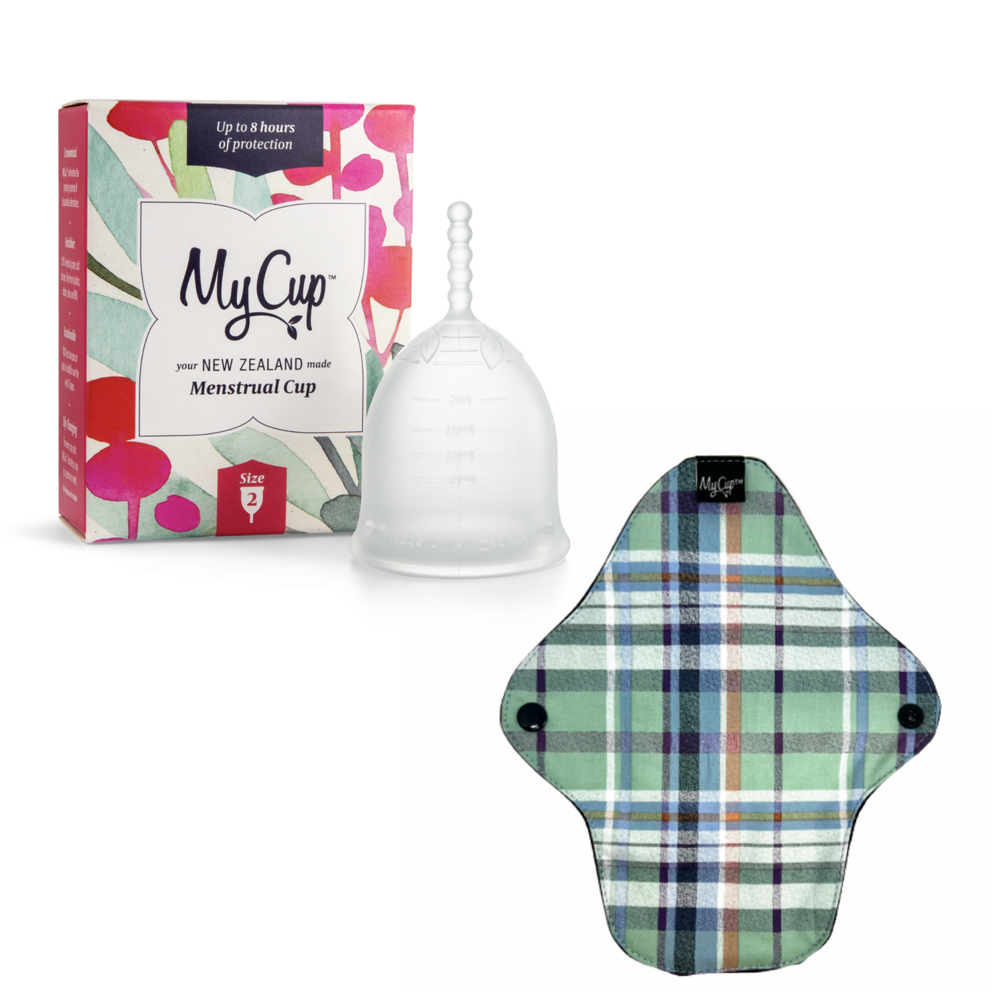 MyCup™ Menstrual Cup Size 2 + Reusable SUPER Pad Bundle